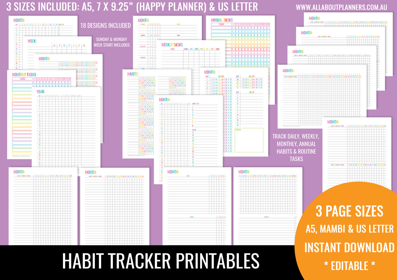 Behavior Tracker Printables - Rainbow graphic relating to Bullet Journal Habit Tracker Printable identified as Pattern Tracker Printables - Rainbow